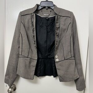 White House Black Market Gray Tweed Long Sleeve Blazer Jacket Size 4